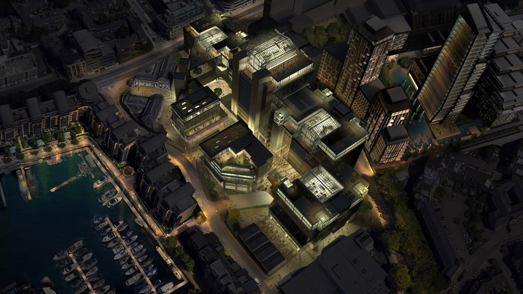 A high angle view of a building.